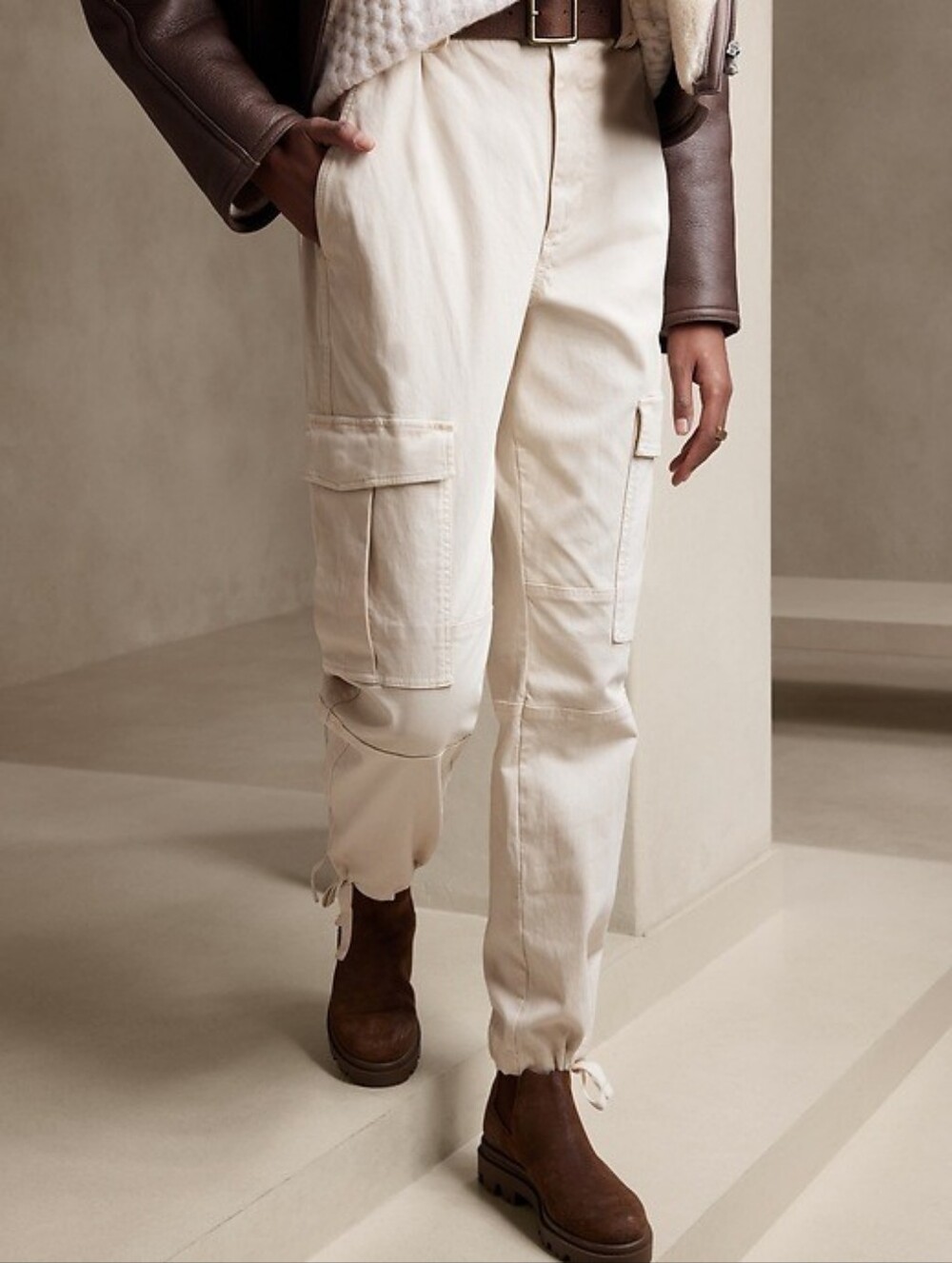 Banana Republic Sierra Moleskin Cargo Pants Petite Sz 8 High Rise Utility Cotton